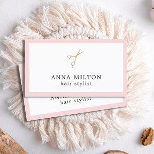 Elegante Rose Imitate Goldschere Haarstil Visitenkarte