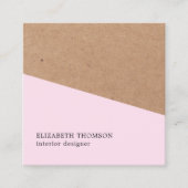 Elegante Rose Imitate Kraft Geometrisches Innendes Quadratische Visitenkarte (Vorderseite)