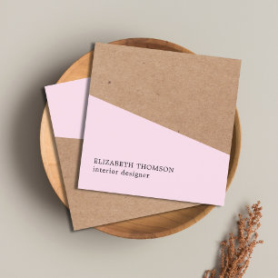 Elegante Rose Imitate Kraft Geometrisches Innendes Quadratische Visitenkarte