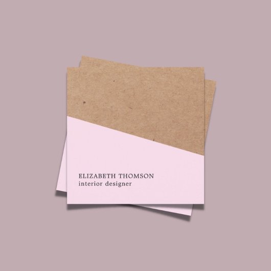 Elegante Rose Imitate Kraft Geometrisches Innendes Quadratische Visitenkarte