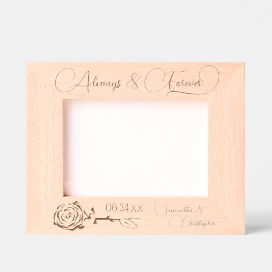 Elegante Rose immer und für immer Mittelhochzeit Geätzte Rahmen (Vorderseite)