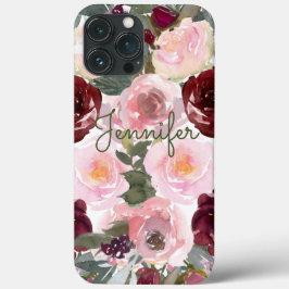 Elegante Rose in Burgund Pink Wasserfarbe Benutzer Case-Mate iPhone Hülle