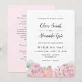 Elegante Rose in Rosa Einladung (Vorne/Hinten)