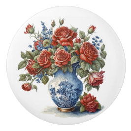 Elegante Rose in Vase Keramikknauf