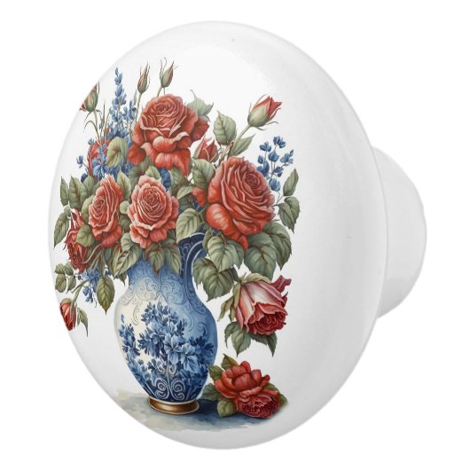 Elegante Rose in Vase Keramikknauf (Rechts)