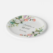 Elegante Rose in Weiß und Rosa Ölfarbe Hochzeit Pappteller (Schrägansicht)