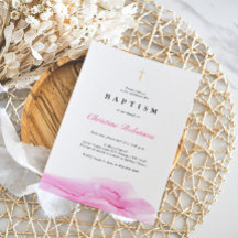 Elegante Rose Ink Gold Cross Taufen & Christening