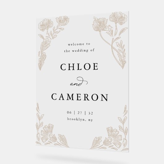 Elegante Rose Kalligrafie Acrylschild (Winkel)