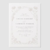 Elegante Rose Kalligrafie Pergament Einladungen (Vorderseite)