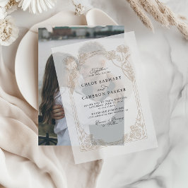 Elegante Rose Kalligrafie Pergament Einladungen