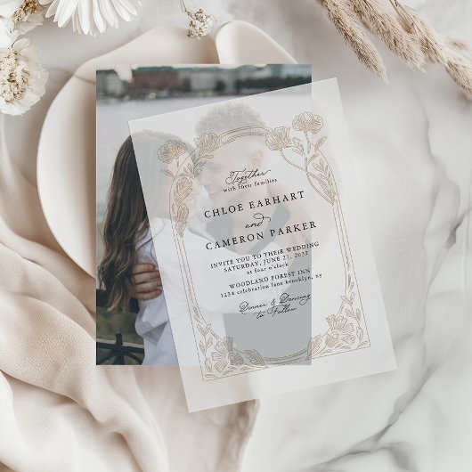 Elegante Rose Kalligrafie Pergament Einladungen