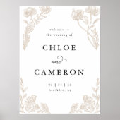 Elegante Rose Kalligrafie Poster (Vorne)