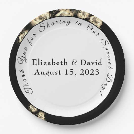 Elegante Rose katholisch Pappteller (Vorderseite)