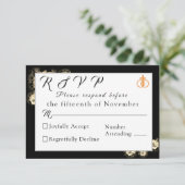 Elegante Rose Katholische Hochzeitskarte RSVP Karte (Stehend Vorderseite)