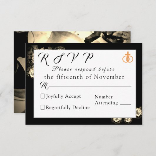 Elegante Rose Katholische Hochzeitskarte RSVP Karte (Vorne/Hinten)