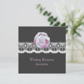 Elegante Rose laden zum Hochzeitsempfang ein Einladung (Stehend Vorderseite)