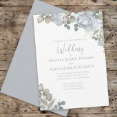 Elegante Rose Light Dusty Blue Watercolor Einladung