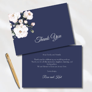 Elegante Rose   Lila Hochzeit mit weißer Blüte Dankeskarte