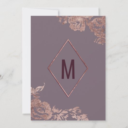 Elegante Rose Lila Mauve-Hochzeit Einladung (Rückseite)
