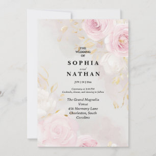 Elegante Rose & Lily Floral Wedding Einladung