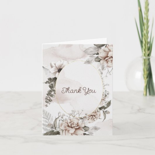 Elegante Rose Magnolia Dankeskarte (Vorderseite)