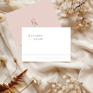 Elegante Rosé-Minimal-Blumen-Hochzeit Dankeskarte