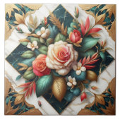 Elegante Rose mit Akzenten aus Leafy Fliese (Vorderseite)