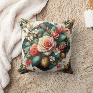 Elegante Rose mit Akzenten aus Leafy Kissen