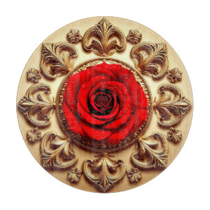 Elegante Rose mit aufwendigem Zierrahmen Schneidebrett