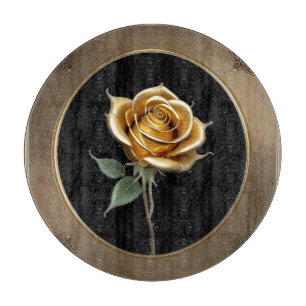 Elegante Rose mit aufwendigem Zierrahmen Schneidebrett