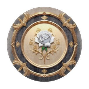Elegante Rose mit aufwendigem Zierrahmen Schneidebrett