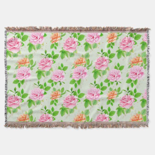Elegante Rose mit Blätter Muster-23670 Decke (Vorderseite)