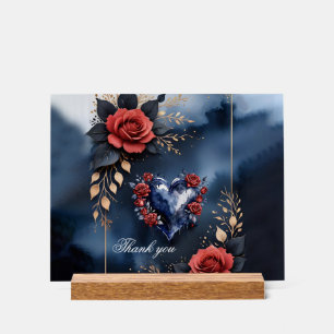 Elegante Rose mit goldenem Blattwerk Acrylschild
