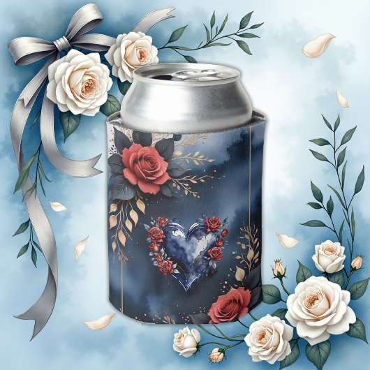 Elegante Rose mit goldenem Blattwerk Dosenkühler