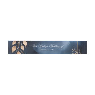 Elegante Rose mit goldenem Blattwerk Einladungsbanderole