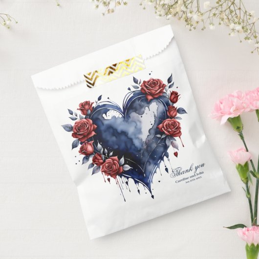 Elegante Rose mit goldenem Blattwerk Geschenktütchen (Versiegelt)