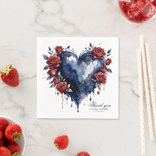 Elegante Rose mit goldenem Blattwerk Serviette (Beispiel)