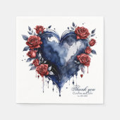 Elegante Rose mit goldenem Blattwerk Serviette (Vorderseite)