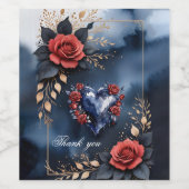 Elegante Rose mit goldenem Blattwerk Weinetikett (Einzelnes Label)