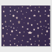 elegante Rose mit goldenen Sternen auf lila Hinter Geschenkpapier (Flach)