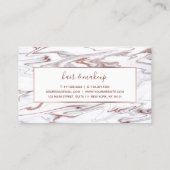 Elegante Rose mit goldfarbenem und weißem Marmor Visitenkarte (Rückseite)