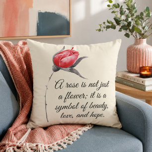 Elegante Rose mit inspirierendem Zitat Kissen
