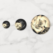 Elegante Rose Mit Monogramm Konfetti (Rückseiten)