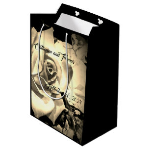 Elegante Rose Mit Monogramm Mittlere Geschenktüte