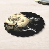Elegante Rose Mit Monogramm Untersetzer (angewinkelt)