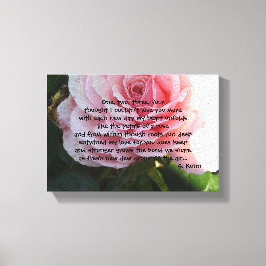 Elegante Rose mit Romantischer Verse Leinwanddruck (Vorderseite)