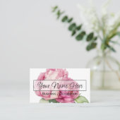 Elegante Rose mit rosa, blühenden Wasserfarben Visitenkarte (Stehend Vorderseite)