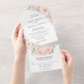 Elegante Rose mit sanften Blüten All In One Einladung (Abreißen)