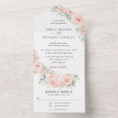 Elegante Rose mit sanften Blüten All In One Einladung (Innen Boden)