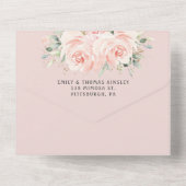 Elegante Rose mit sanften Blüten All In One Einladung (Rückseite)